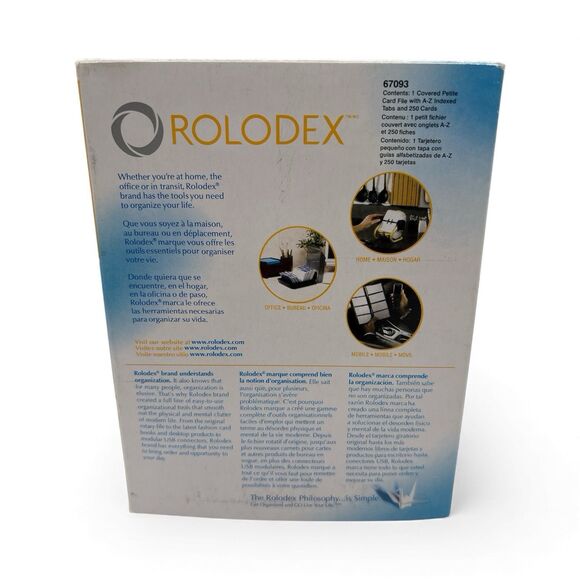 Rolodex Black Covered Petit Card File 250 Cards 2 1/4 in. x 4 in. New Open Box - Picture 2 of 9